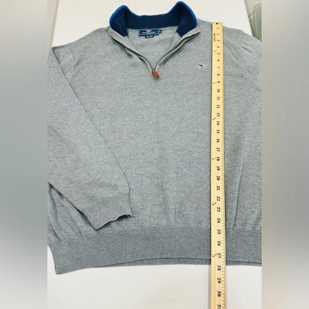 Vineyard Vines Sweater Mens 1/4 Zip Pullover Cotton‎ Gray Size XL